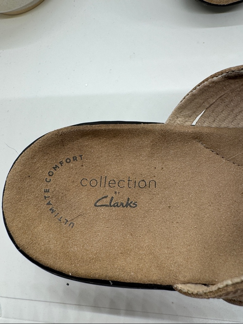 Clarks Gold / Rose Gold Braided Multi-Strap Slide Sandals - Picture 3 of 10